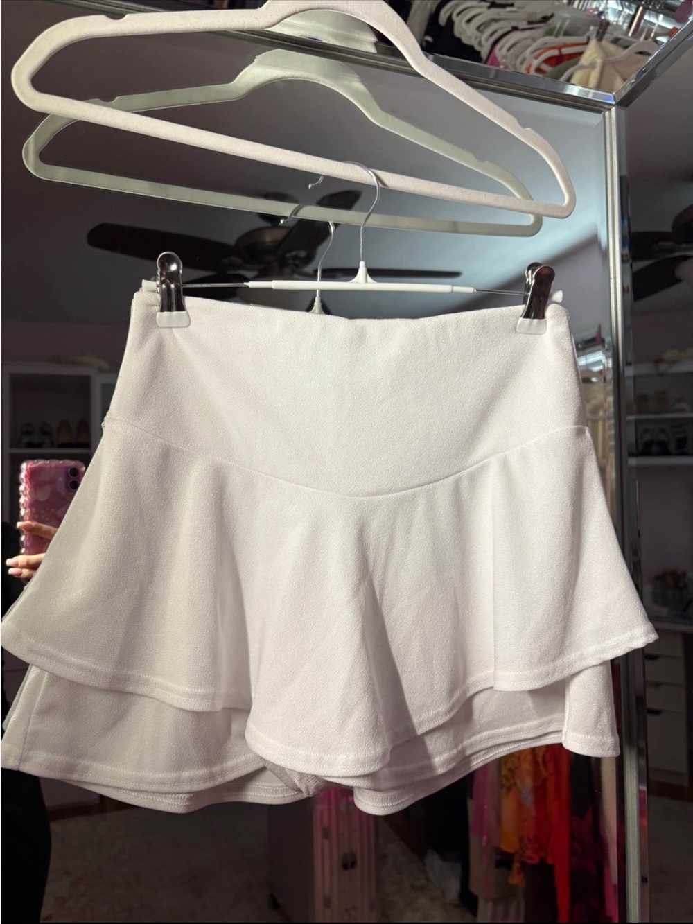 White Tiered Skort with Flounce Hem